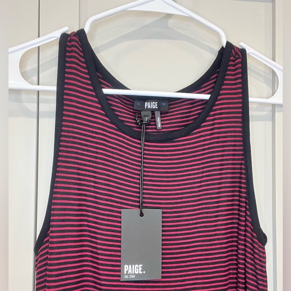 Paige Mia Red Black Striped Micro Ribbed Tank Top Sleeveless Mini Dress Size:(S) - Picture 6 of 8